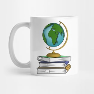 Books And Earth Globe Mug